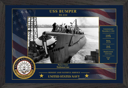 USS Bumper SS-333 Framed Patriotic Photo