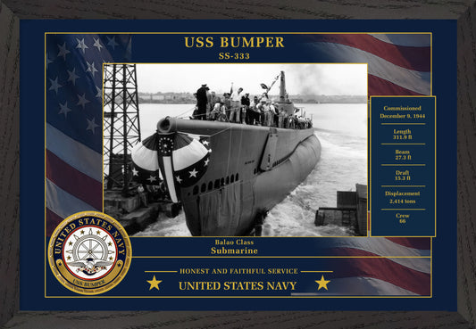 USS Bumper SS-333 Framed Patriotic Photo