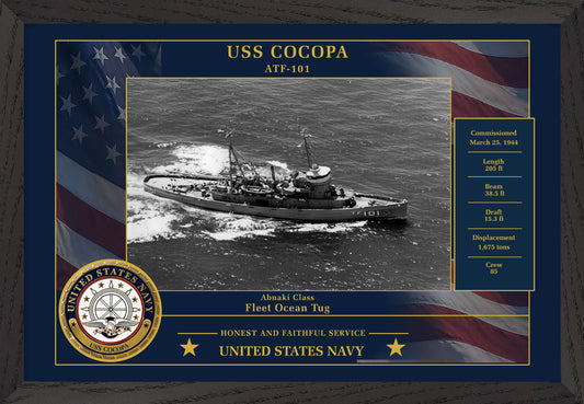 USS Cocopa ATF-101 Framed Patriotic Photo