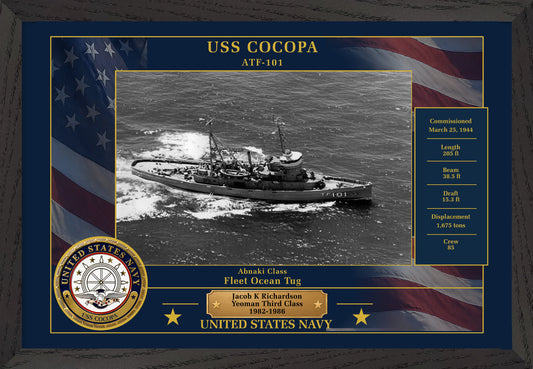 USS Cocopa ATF-101 Framed Patriotic Photo