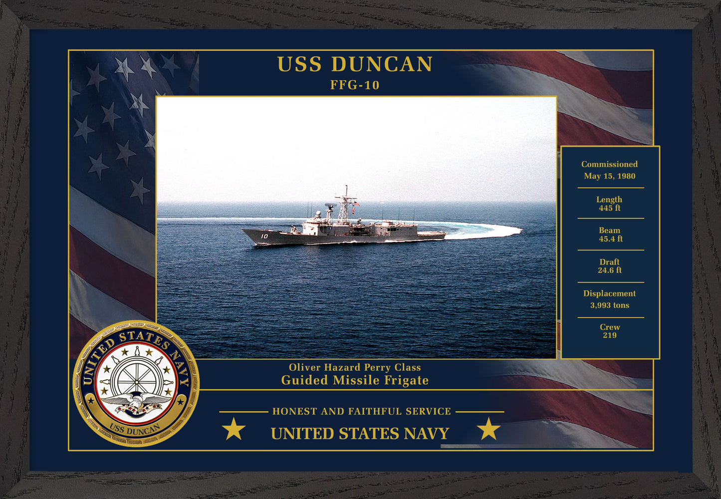 USS Duncan FFG-10 Framed Patriotic Photo
