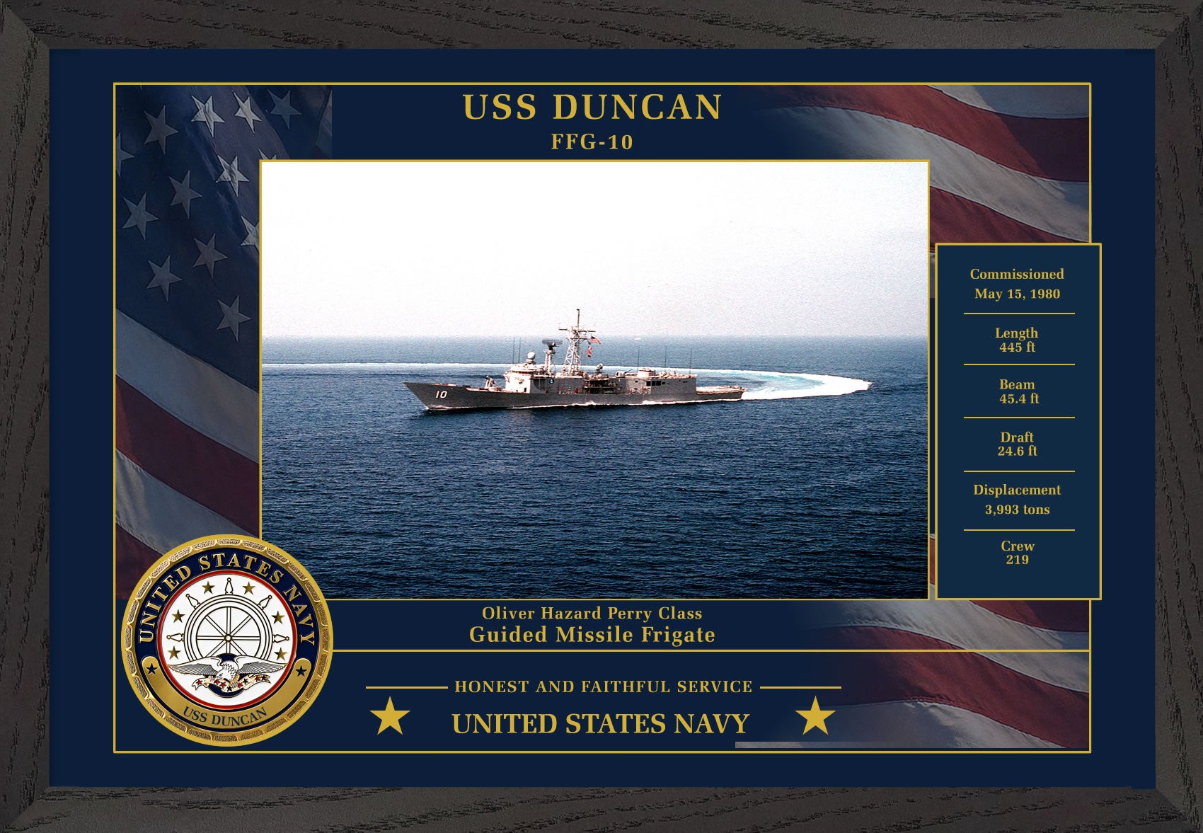 USS Duncan FFG-10 Framed Patriotic Photo
