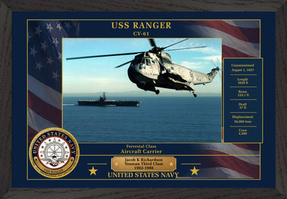 USS Ranger CV-61 Framed Patriotic Photo