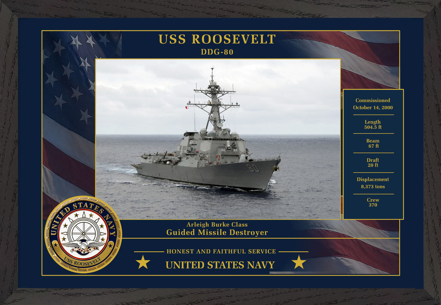USS Roosevelt DDG-80 Framed Patriotic Photo