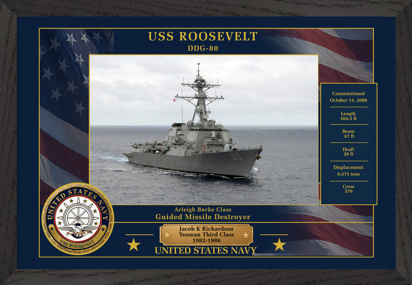 USS Roosevelt DDG-80 Framed Patriotic Photo