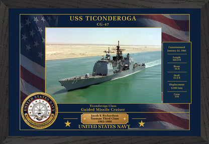 USS Ticonderoga CG-47 Framed Patriotic Photo