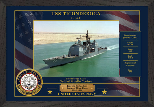 USS Ticonderoga CG-47 Framed Patriotic Photo