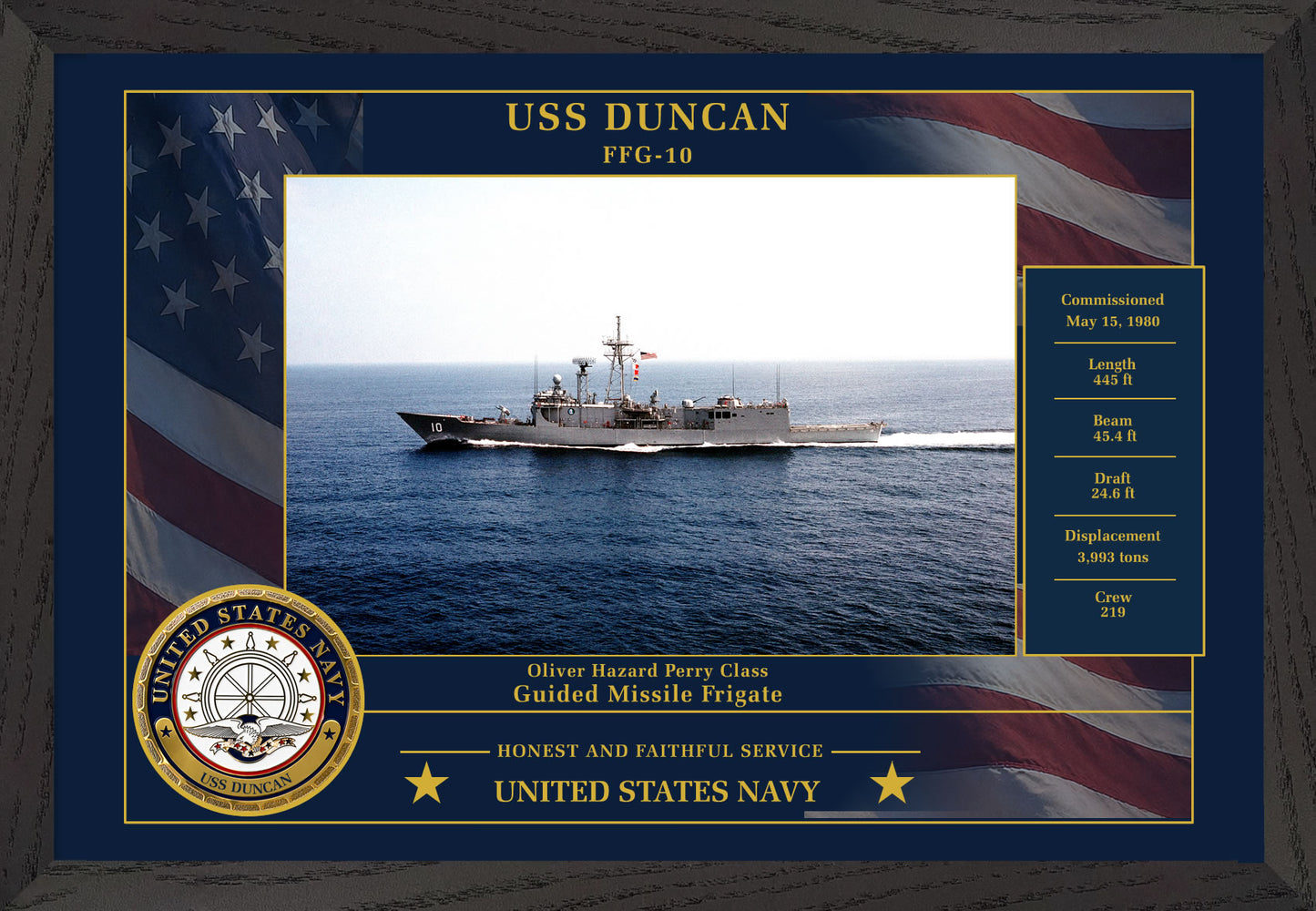 USS Duncan FFG-10 Framed Patriotic Photo