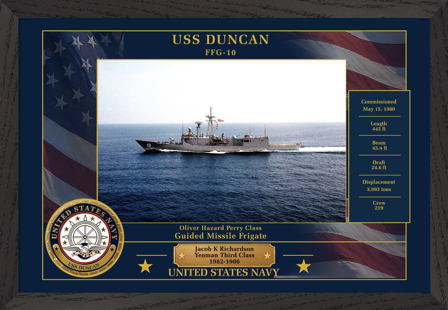 USS Duncan FFG-10 Framed Patriotic Photo