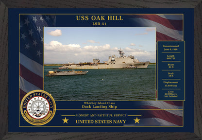 USS Oak Hill LSD-51 Framed Patriotic Photo