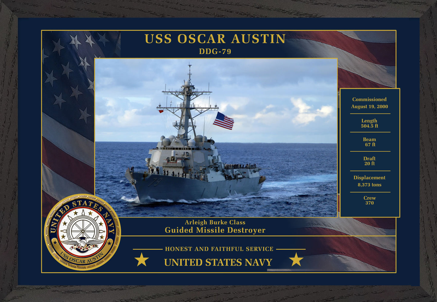 USS Oscar Austin DDG-79 Framed Patriotic Photo