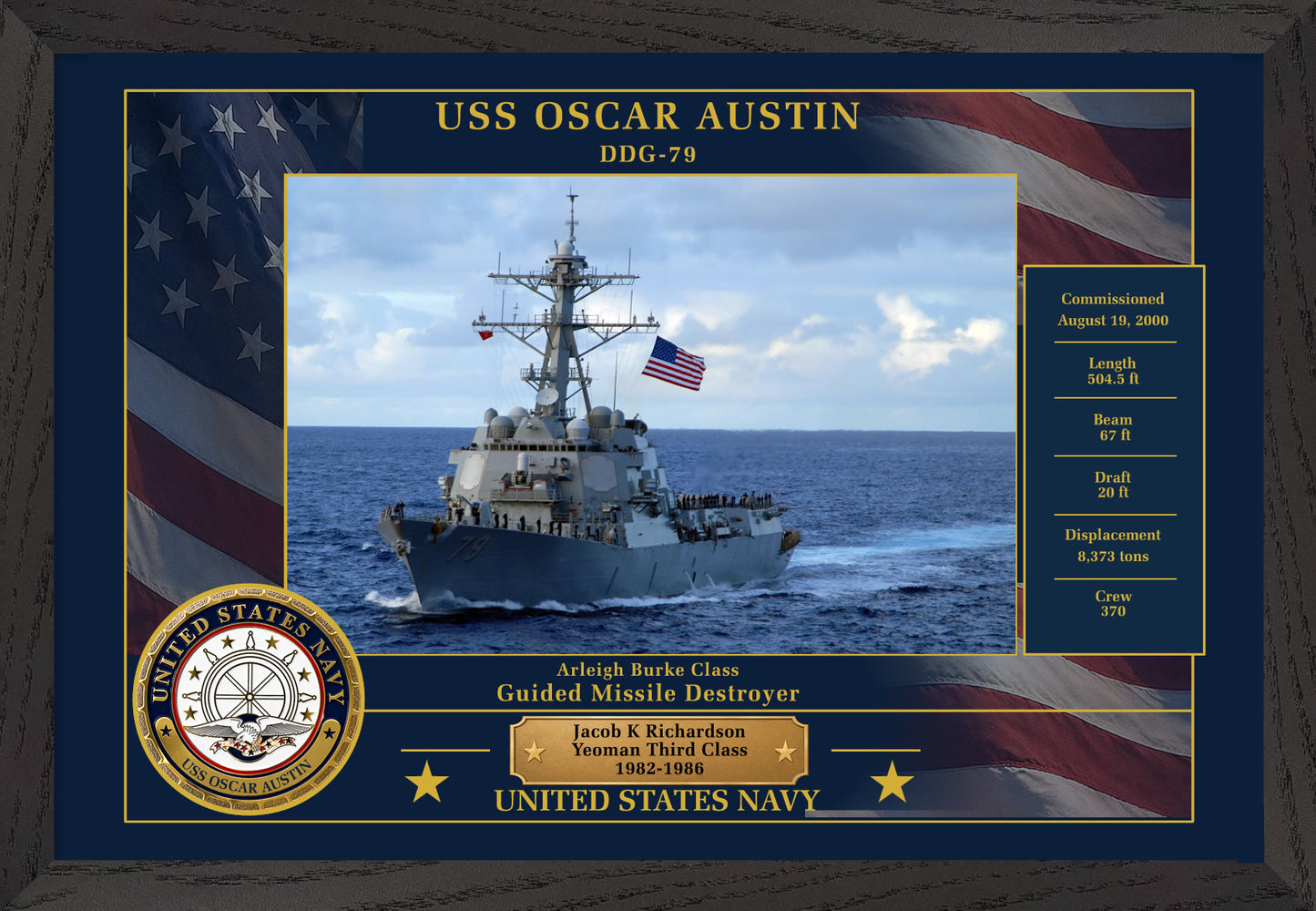 USS Oscar Austin DDG-79 Framed Patriotic Photo