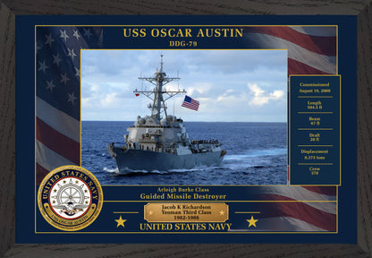 USS Oscar Austin DDG-79 Framed Patriotic Photo
