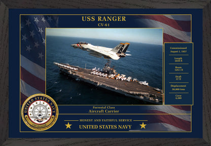 USS Ranger CV-61 Framed Patriotic Photo