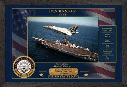 USS Ranger CV-61 Framed Patriotic Photo