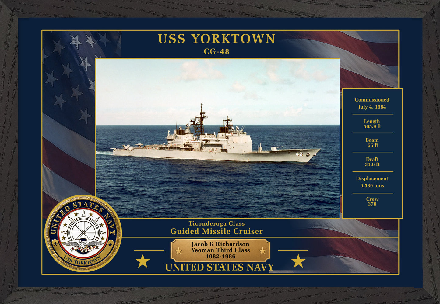 USS Yorktown CG-48 Framed Patriotic Photo