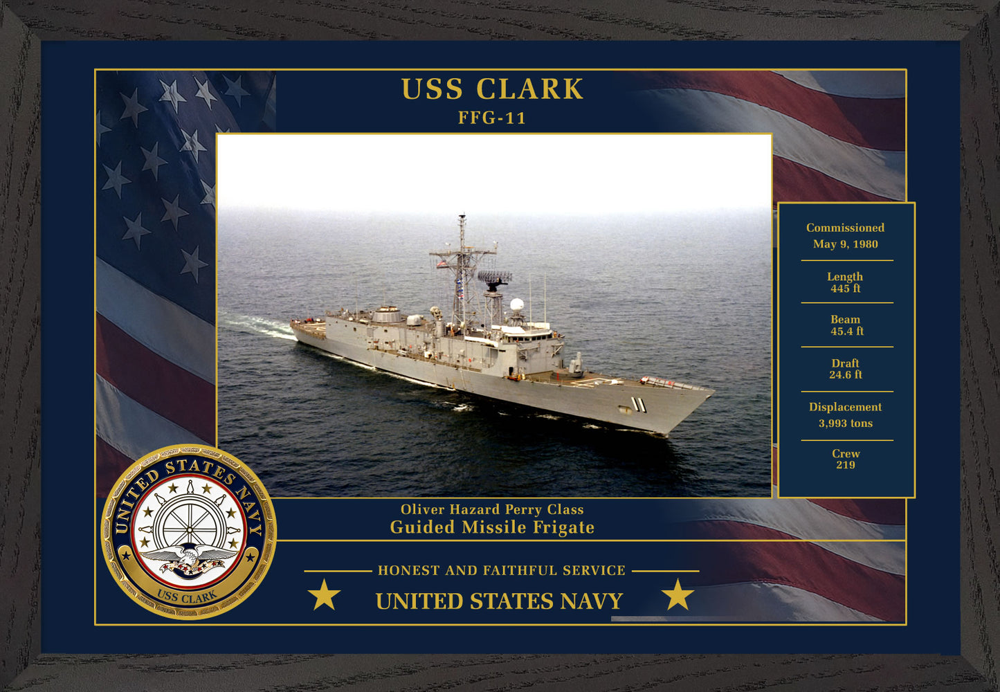 USS Clark FFG-11 Framed Patriotic Photo