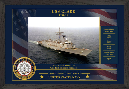 USS Clark FFG-11 Framed Patriotic Photo