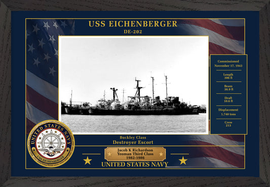 USS Eichenberger DE-202 Framed Patriotic Photo