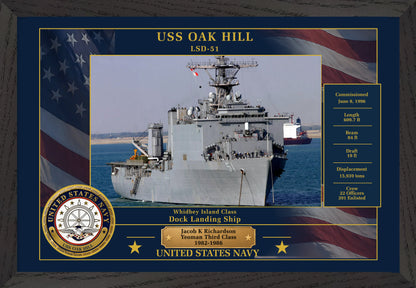 USS Oak Hill LSD-51 Framed Patriotic Photo