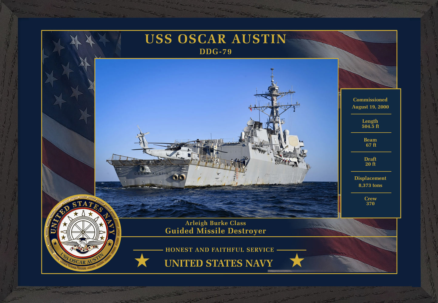 USS Oscar Austin DDG-79 Framed Patriotic Photo