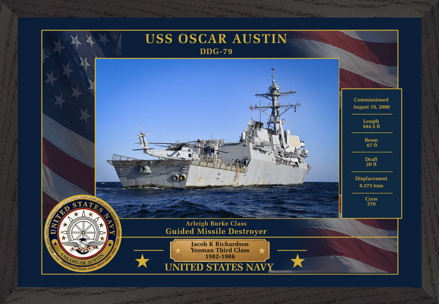 USS Oscar Austin DDG-79 Framed Patriotic Photo