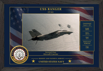 USS Ranger CV-61 Framed Patriotic Photo