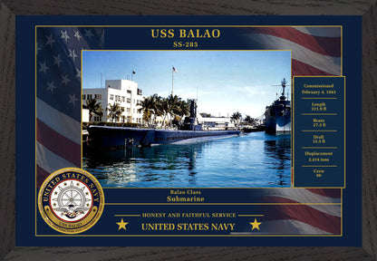 USS Balao SS-285 Framed Patriotic Photo