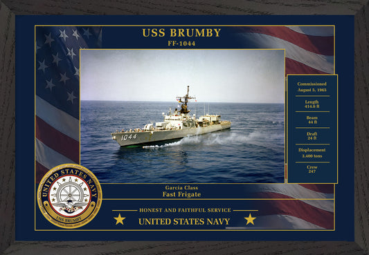 USS Brumby FF-1044 Framed Patriotic Photo
