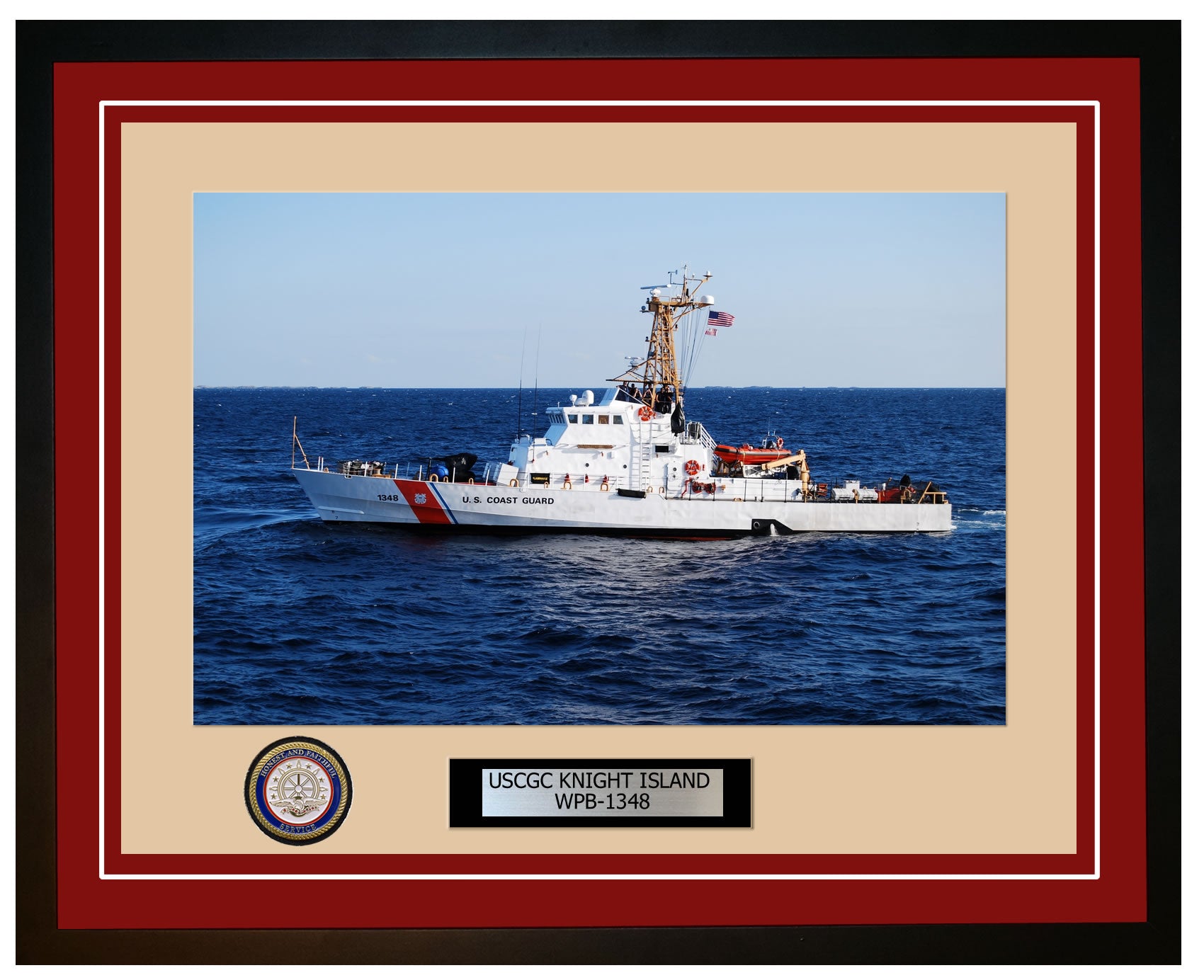 USCGC KNIGHT ISLAND WPB 1348 Framed Coast Guard Ship Photo Burgundy 50WPB1348