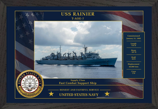 USS Rainier T AOE-7 Framed Patriotic Photo