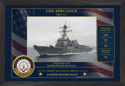 USS Spruance DDG-111 Framed Patriotic Photo