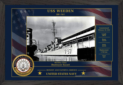 USS Weeden DE-797 Framed Patriotic Photo