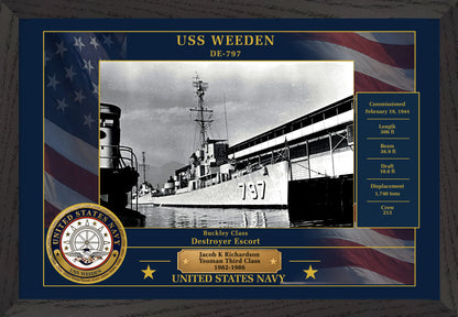 USS Weeden DE-797 Framed Patriotic Photo