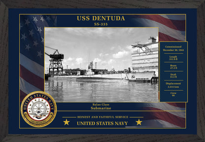 USS Dentuda SS-335 Framed Patriotic Photo
