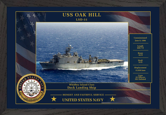 USS Oak Hill LSD-51 Framed Patriotic Photo