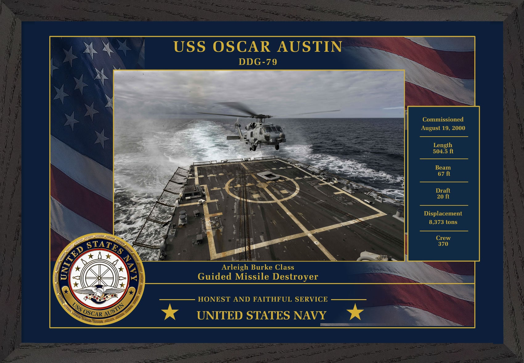 USS Oscar Austin DDG-79 Framed Patriotic Photo