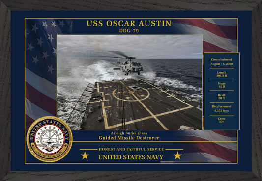 USS Oscar Austin DDG-79 Framed Patriotic Photo