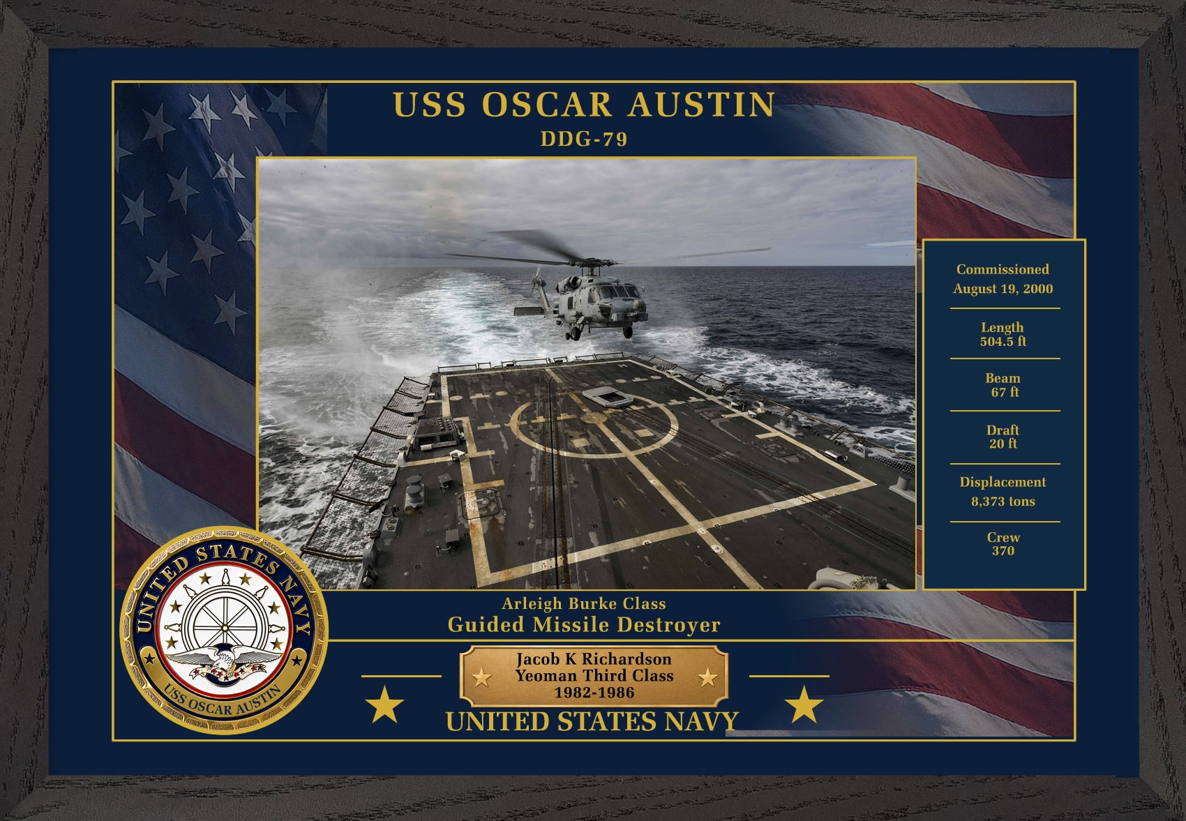 USS Oscar Austin DDG-79 Framed Patriotic Photo