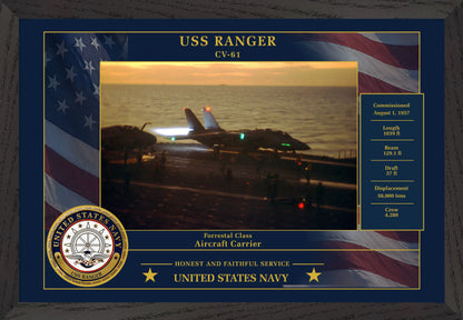 USS Ranger CV-61 Framed Patriotic Photo