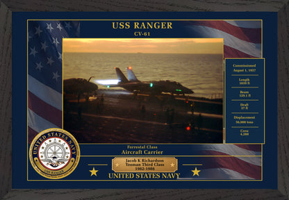 USS Ranger CV-61 Framed Patriotic Photo