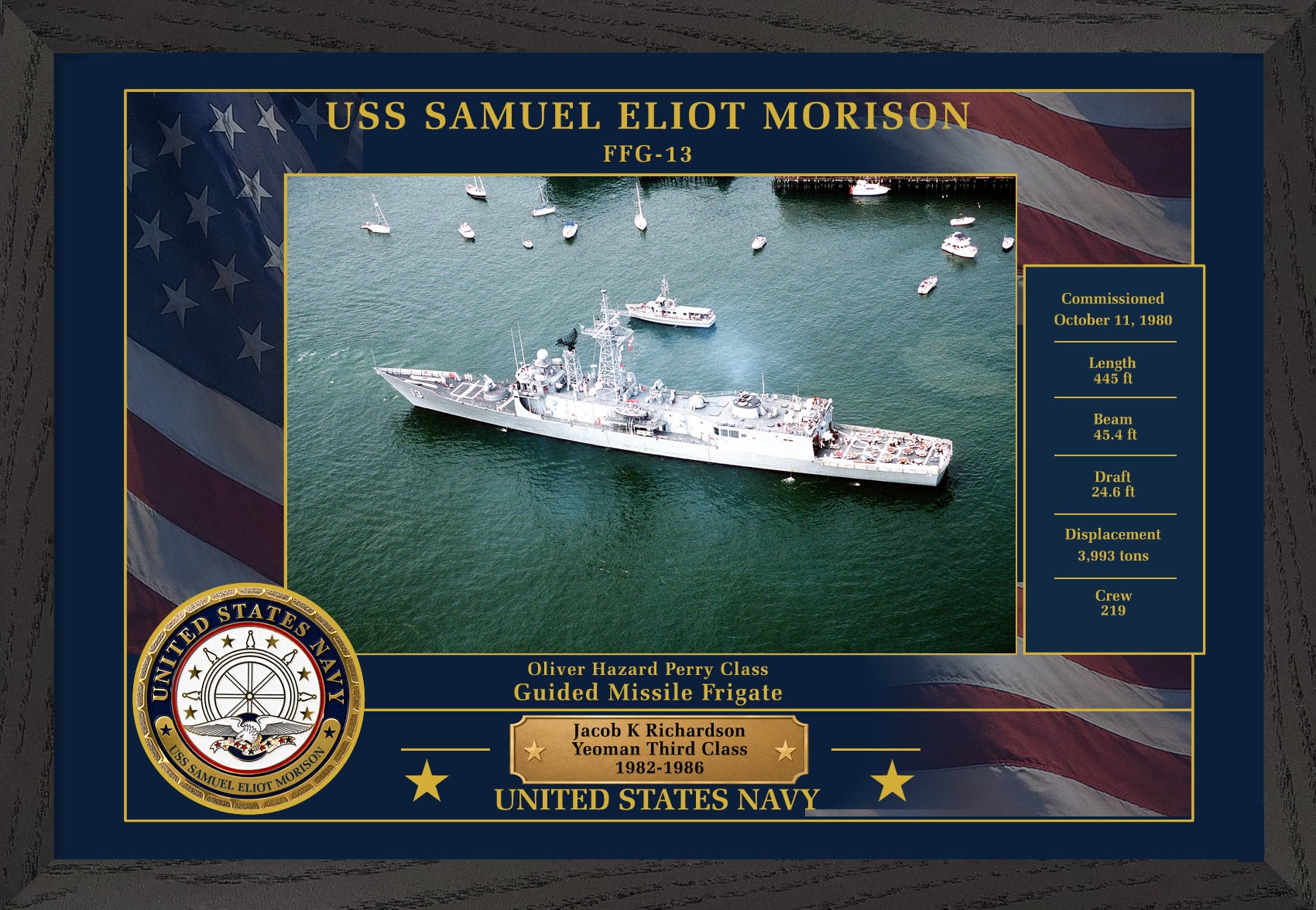 USS Samuel Eliot Morison FFG-13 Framed Patriotic Photo