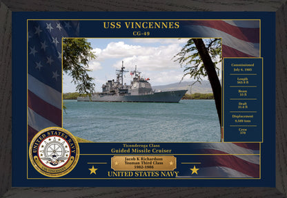 USS Vincennes CG-49 Framed Patriotic Photo