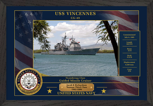 USS Vincennes CG-49 Framed Patriotic Photo
