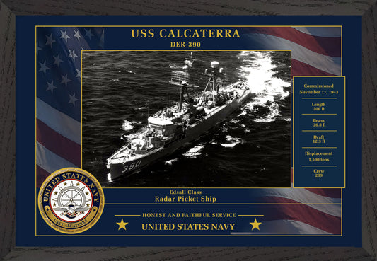 USS Calcaterra DER-390 Framed Patriotic Photo