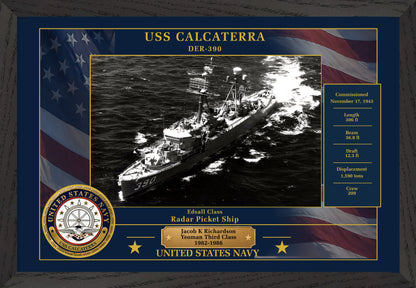 USS Calcaterra DER-390 Framed Patriotic Photo