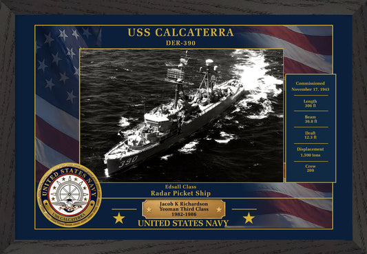 USS Calcaterra DER-390 Framed Patriotic Photo