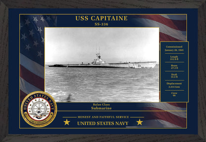 USS Capitaine SS-336 Framed Patriotic Photo