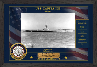 USS Capitaine SS-336 Framed Patriotic Photo