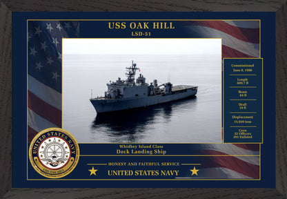 USS Oak Hill LSD-51 Framed Patriotic Photo